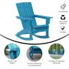 Flash Furniture Halifax Adirondack Rocking Chair with Cup Holder, Weather Resistant Poly Resin Adirondack Rocking Chair, Red(Blue)