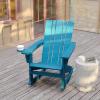 Flash Furniture Halifax Adirondack Rocking Chair with Cup Holder, Weather Resistant Poly Resin Adirondack Rocking Chair, Red(Blue)