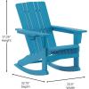 Flash Furniture Halifax Adirondack Rocking Chair with Cup Holder, Weather Resistant Poly Resin Adirondack Rocking Chair, Red(Blue)