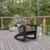 Flash Furniture Halifax Adirondack Rocking Chair with Cup Holder, Weather Resistant Poly Resin Adirondack Rocking Chair, Red(Grey)