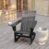 Flash Furniture Halifax Adirondack Rocking Chair with Cup Holder, Weather Resistant Poly Resin Adirondack Rocking Chair, Red(Grey)