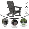 Flash Furniture Halifax Adirondack Rocking Chair with Cup Holder, Weather Resistant Poly Resin Adirondack Rocking Chair, Red(Grey)