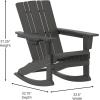 Flash Furniture Halifax Adirondack Rocking Chair with Cup Holder, Weather Resistant Poly Resin Adirondack Rocking Chair, Red(Grey)
