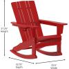 Flash Furniture Halifax Adirondack Rocking Chair with Cup Holder, Weather Resistant Poly Resin Adirondack Rocking Chair, Red(Red)