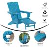 Flash Furniture Halifax Poly Resin Adirondack Chair with Cup Holder and Pull Out Ottoman, All-Weather Poly Resin Indoor/Outdoor Lounge Chair, Set of 2, Black(Blue)