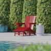 Flash Furniture Halifax Poly Resin Adirondack Chair with Cup Holder and Pull Out Ottoman, All-Weather Poly Resin Indoor/Outdoor Lounge Chair, Set of 2, Black(Red)
