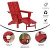 Flash Furniture Halifax Poly Resin Adirondack Chair with Cup Holder and Pull Out Ottoman, All-Weather Poly Resin Indoor/Outdoor Lounge Chair, Set of 2, Black(Red)