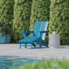 Flash Furniture Halifax Poly Resin Adirondack Chair with Cup Holder and Pull Out Ottoman, All-Weather Poly Resin Indoor/Outdoor Lounge Chair, Set of 2, Black(Blue)