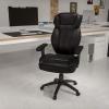 Flash Furniture Hansel High Back Black LeatherSoft Multifunction Executive Swivel Ergonomic Office Chair with Lumbar Support Knob with Arms