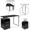 Flash Furniture Harwood Dark Ash Wood Grain Finish Computer Desk with Two Drawers and Silver Metal Frame(Dark Ash)