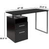 Flash Furniture Harwood Dark Ash Wood Grain Finish Computer Desk with Two Drawers and Silver Metal Frame(Dark Ash)