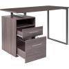 Flash Furniture Harwood Dark Ash Wood Grain Finish Computer Desk with Two Drawers and Silver Metal Frame(Light Ash)