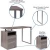 Flash Furniture Harwood Dark Ash Wood Grain Finish Computer Desk with Two Drawers and Silver Metal Frame(Light Ash)
