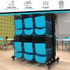 Flash Furniture Hawkins Heavy Duty Folding Table and Chairs Mobile Cart-Locking Wheels, Outdoor Cover, 84 Folding Chairs or 42 Chairs and 12 Tables Capacity, Black