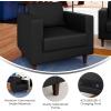 Flash Furniture Hercules Artemis Commercial Chair for Reception and Lobby Use with Solid Wood Legs, 2 Outlets, 1 USB, and 1 USB-C Ports, Cognac LeatherSoft(Black)