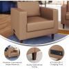 Flash Furniture Hercules Artemis Commercial Chair for Reception and Lobby Use with Solid Wood Legs, 2 Outlets, 1 USB, and 1 USB-C Ports, Cognac LeatherSoft(Cognac)