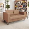 Flash Furniture Hercules Artemis Commercial Loveseat for Reception and Lobby Use with Solid Wood Legs, 2 Outlets, 1 USB, and 1 USB-C Ports, Cognac LeatherSoft(Cognac)