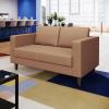 Flash Furniture Hercules Artemis Commercial Loveseat for Reception and Lobby Use with Solid Wood Legs, 2 Outlets, 1 USB, and 1 USB-C Ports, Cognac LeatherSoft(Cognac)