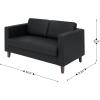 Flash Furniture Hercules Artemis Commercial Loveseat for Reception and Lobby Use with Solid Wood Legs, 2 Outlets, 1 USB, and 1 USB-C Ports, Cognac LeatherSoft(Black)