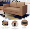 Flash Furniture Hercules Artemis Commercial Loveseat for Reception and Lobby Use with Solid Wood Legs, 2 Outlets, 1 USB, and 1 USB-C Ports, Cognac LeatherSoft(Cognac)