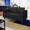 Flash Furniture Hercules Artemis Commercial Loveseat for Reception and Lobby Use with Solid Wood Legs, 2 Outlets, 1 USB, and 1 USB-C Ports, Cognac LeatherSoft(Black)
