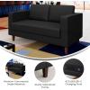 Flash Furniture Hercules Artemis Commercial Loveseat for Reception and Lobby Use with Solid Wood Legs, 2 Outlets, 1 USB, and 1 USB-C Ports, Cognac LeatherSoft(Black)