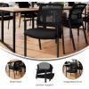 Flash Furniture Hercules Commercial Stacking Side Chair for Lobby or Reception Use with Breathable Mesh Backrest and Powder Coated Steel Frame with Armrests in Black