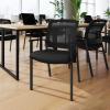Flash Furniture Hercules Commercial Stacking Side Chair for Lobby or Reception Use with Breathable Mesh Backrest and Powder Coated Steel Frame with Armrests in Black