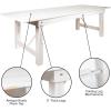 Flash Furniture Hercules Series 7′ x 40″ Rustic Solid Pine Folding Dining Table, Rectangular Antique Farmhouse Dining and Event Extension Table(Antique Rustic White)