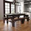 Flash Furniture Hercules Series 7′ x 40″ Rustic Solid Pine Folding Dining Table, Rectangular Antique Farmhouse Dining and Event Extension Table(Mahogany)