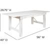 Flash Furniture Hercules Series 8′ x 40″ Rustic Solid Pine Folding Dining Table, Rectangular Antique Farmhouse Dining and Event Extension Table(Antique Rustic White)