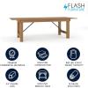Flash Furniture Hercules Series 8′ x 40″ Rustic Solid Pine Folding Dining Table, Rectangular Antique Farmhouse Dining and Event Extension Table(Antique Rustic)