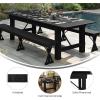 Flash Furniture Hercules Series 8′ x 40″ Rustic Solid Pine Folding Dining Table, Rectangular Antique Farmhouse Dining and Event Extension Table(Black Wash)
