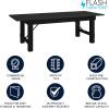 Flash Furniture Hercules Series 8′ x 40″ Rustic Solid Pine Folding Dining Table, Rectangular Antique Farmhouse Dining and Event Extension Table(Black Wash)