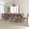Flash Furniture Hercules Series 9′ x 40” Antique Rustic Folding Farm Table Set with 12 Cross Back Chairs and Cushions