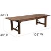 Flash Furniture Hercules Series 9′ x 40” Antique Rustic Folding Farm Table Set with 12 Cross Back Chairs and Cushions