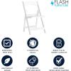 Flash Furniture Hercules Series Folding Chair – White Resin – Set of 4 800LB Weight Capacity Comfortable Event Chair – Light Weight Folding Chair(White)