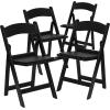 Flash Furniture Hercules Series Folding Chair 4 Pack (1000LB Capacity) and Madelyn Folding Card Table(Black)
