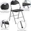 Flash Furniture Hercules Series Metal Folding Chairs with Carrying Handle, Vinyl Upholstered Padded Event Chair, Set of 4, Black(1 Pack)