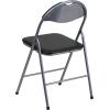 Flash Furniture Hercules Series Metal Folding Chairs with Carrying Handle, Vinyl Upholstered Padded Event Chair, Set of 4, Black(1 Pack)