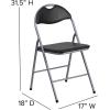 Flash Furniture Hercules Series Metal Folding Chairs with Carrying Handle, Vinyl Upholstered Padded Event Chair, Set of 4, Black(Set of 4)