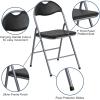 Flash Furniture Hercules Series Metal Folding Chairs with Carrying Handle, Vinyl Upholstered Padded Event Chair, Set of 4, Black(Set of 4)