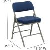Flash Furniture Hercules Series Metal Folding Chairs with Cushioned Seat, Fabric Upholstered Event Chairs with 300-lb. Static Weight Capacity, Set of 4, Gray(Navy Fabric/Gray Frame)