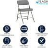 Flash Furniture Hercules Series Metal Folding Chairs with Cushioned Seat, Fabric Upholstered Event Chairs with 300-lb. Static Weight Capacity, Set of 4, Gray(Gray Fabric/Gray Frame)