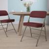 Flash Furniture Hercules Series Metal Folding Chairs with Cushioned Seat, Fabric Upholstered Event Chairs with 300-lb. Static Weight Capacity, Set of 4, Gray(Burgundy Fabric/Gray Frame)