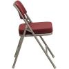 Flash Furniture Hercules Series Metal Folding Chairs with Cushioned Seat, Fabric Upholstered Event Chairs with 300-lb. Static Weight Capacity, Set of 4, Gray(Burgundy Fabric/Gray Frame)