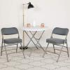 Flash Furniture Hercules Series Metal Folding Chairs with Padded Seats | Set of 4 Gray Metal Folding Chairs & Madelyn Folding Card Table – Black Foldable Card Table Square(Gray Fabric/Gray Frame)