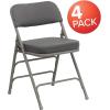 Flash Furniture Hercules Series Metal Folding Chairs with Padded Seats | Set of 4 Gray Metal Folding Chairs & Madelyn Folding Card Table – Black Foldable Card Table Square(Gray Fabric/Gray Frame)