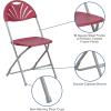 Flash Furniture Hercules Series Plastic Folding Chairs with Carrying Handle, Lightweight Commercial Event Seats 650-lb. Static Weight Capacity, Set of 8, White(Burgundy)