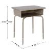 Flash Furniture Hercules Student Desk with Open Front Metal Book Box, Desktop, and Frame and Heavy-Duty Flex Comfort Classroom Stack, Set of 1, Natural Top/Black Chair(Gray Granite Top/Navy Chair)